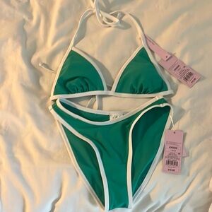 Green and White Kids One Piece Swimsuit